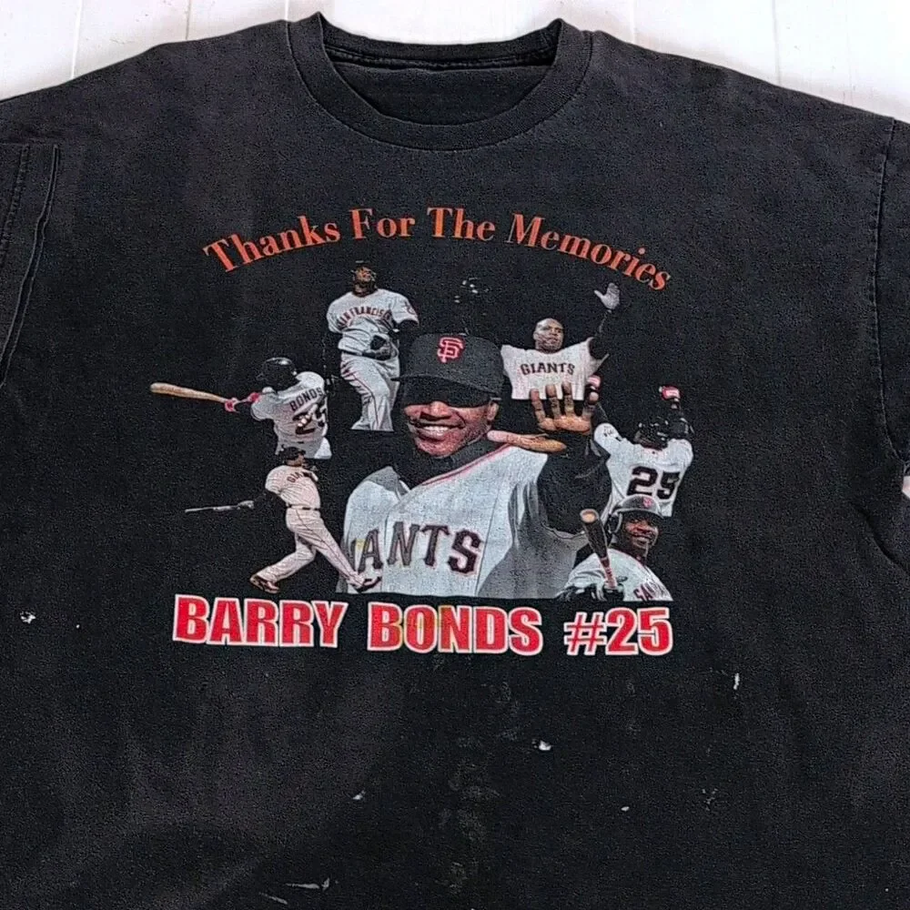 VTG Barry Bonds #25 SF Giants T Shirt Thanks For The Memories Mens 2XL